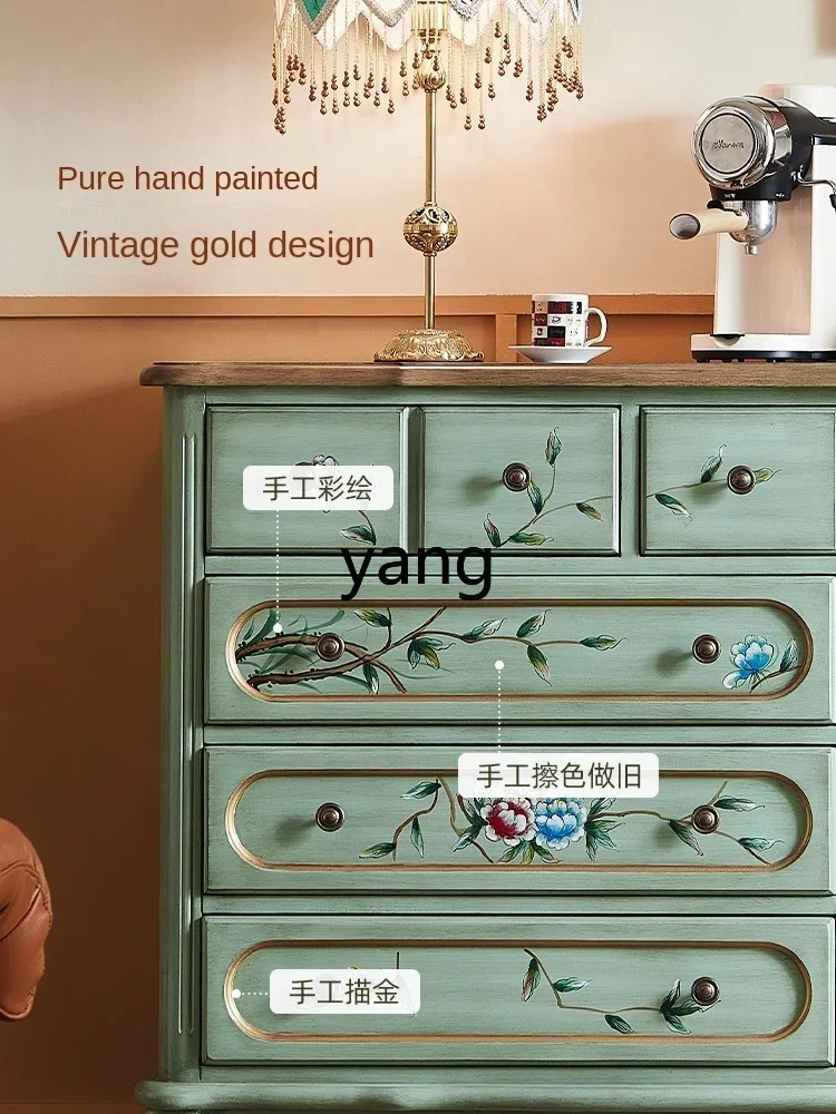 LH painted nine-bucket living room entrance cabinet, foyer storage against the wall, retro solid wood dining side cabinet