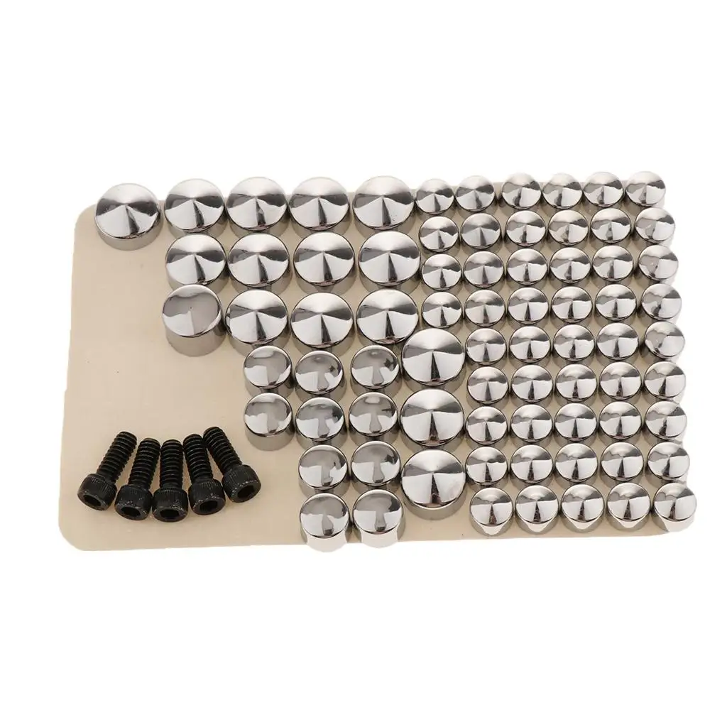 80x Solid Motorcycle Chrome Toppers Caps Cover for FLT/FLH