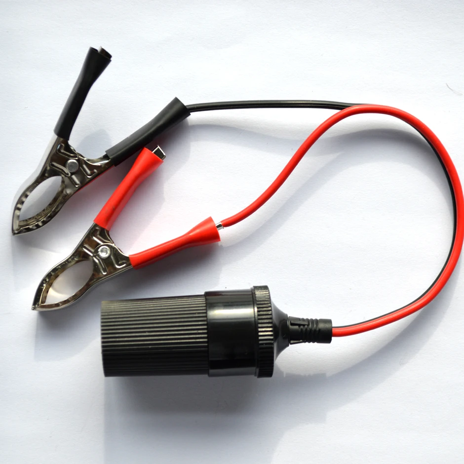 12V24V High-Power Car Cigarette Lighter Socket To Battery Alligator Crocodile Clip Connector Extension Cable Adapter Socket