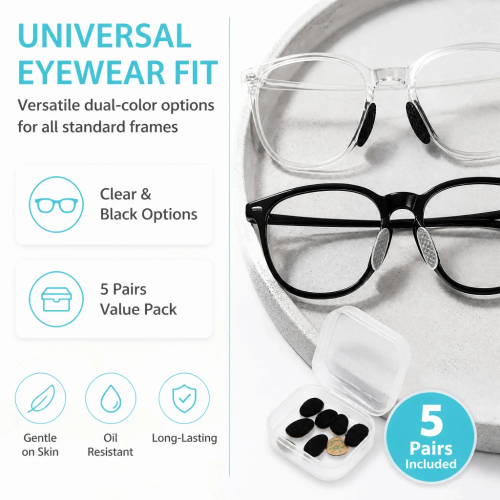 Soft Glasses Nose Pad Non-Slip Long Lasting Eyeglass Nose Support Lizard Texture with Storage Box Sunglasses Nose Bridge Patch