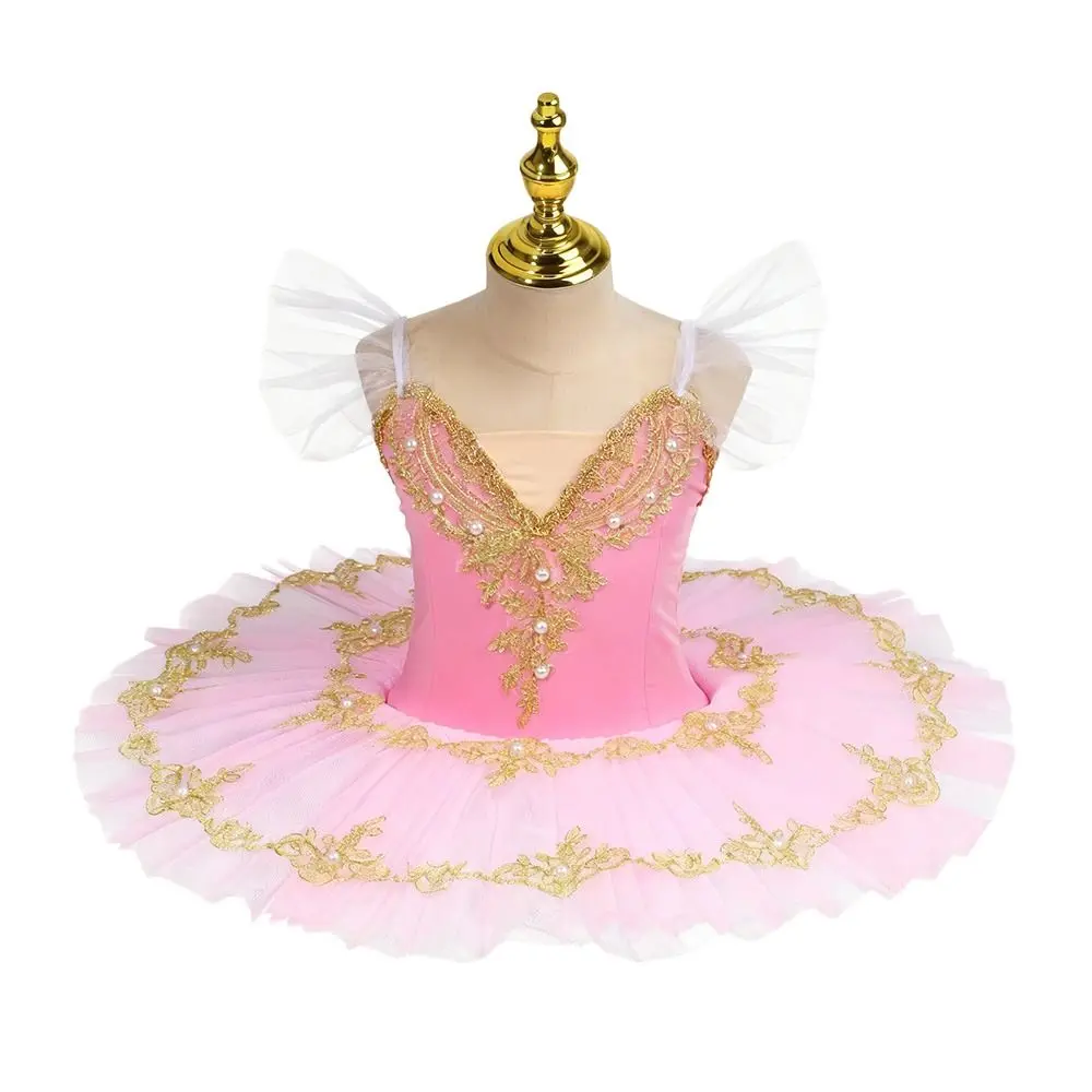 Sukienka baletowa dla dzieci z cekinami, nowoczesna, bufiaste ubranie do występów, sukienka na przyjęcie z perłami, tutu baletowe dla dziewczynek.