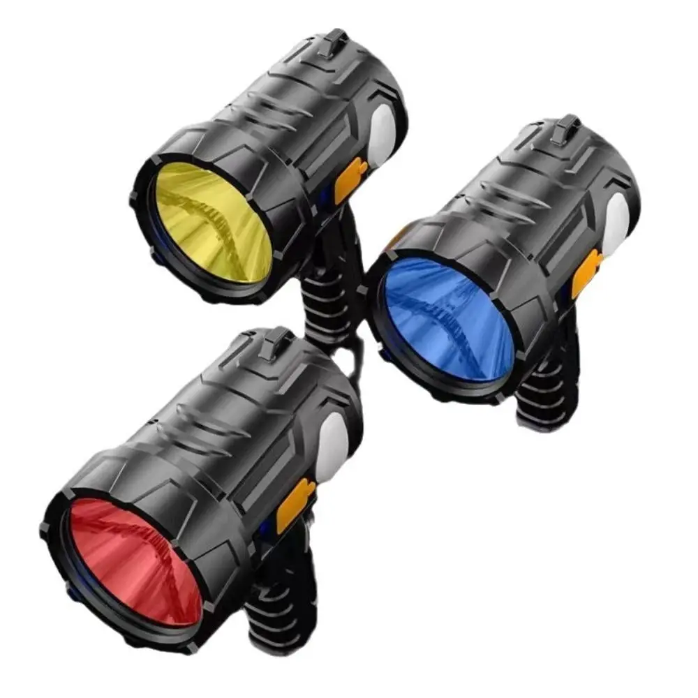 3000 لومينز أضواء كاشفة قابلة للشحن بطارية طويلة الأمد مصباح LED فائق السطوع كشاف 3 ألوان مرشح ضوء COB