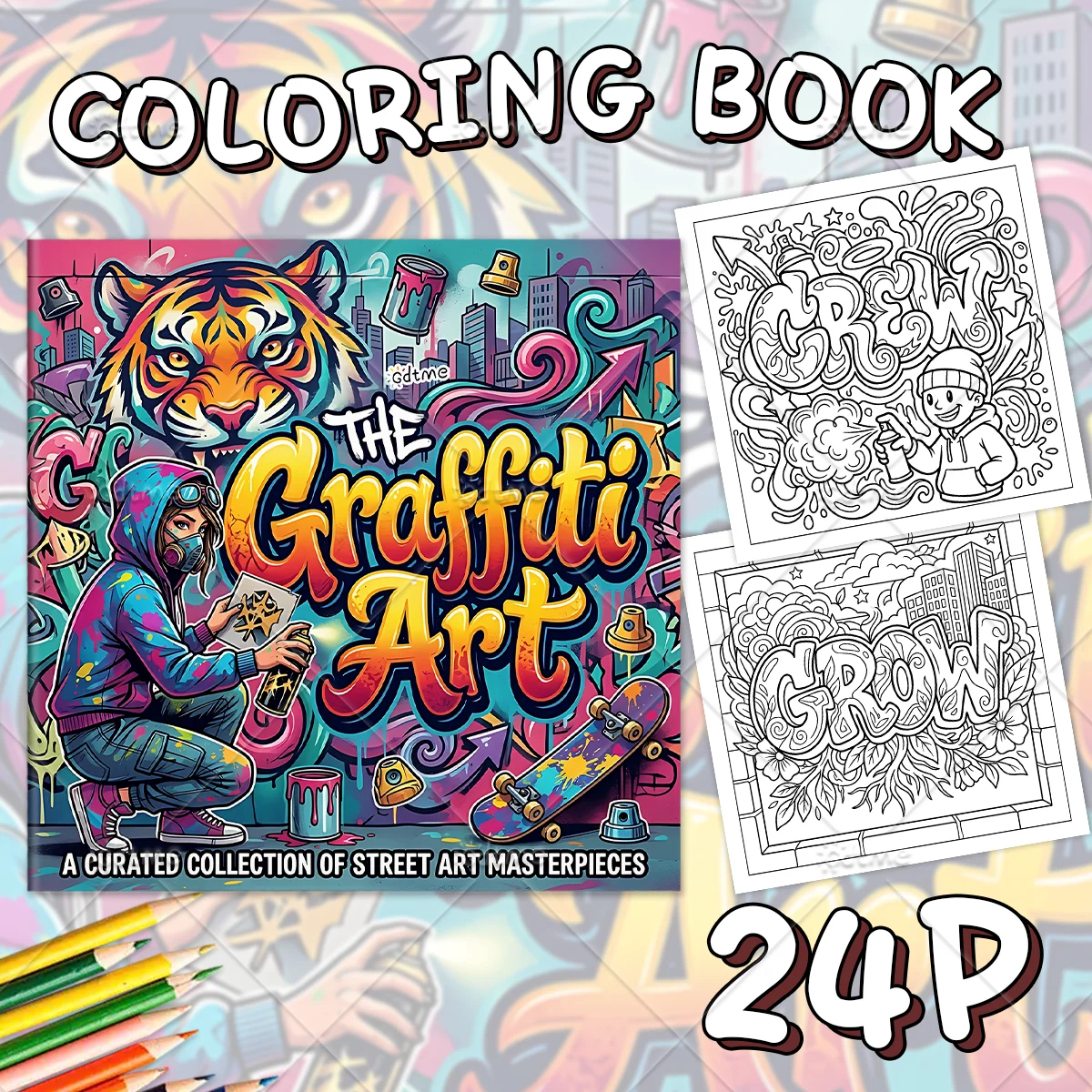 Graffiti Art Bold-easy Patterns Coloring Book for Adults Cute Drawing Book Perfect Gift for Party and Birthday ﻿