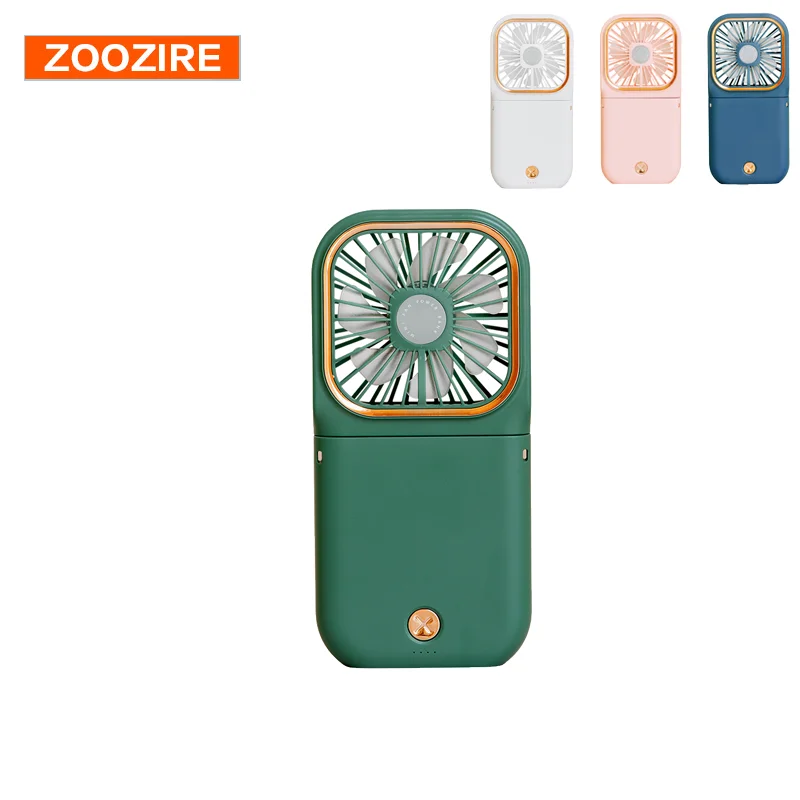 ZOOZIRE Mini Portable Cooler Handheld Fan 3000mah Adjustable Speed Phone Holder Power Bank For Travel Home Pink Blue White Green