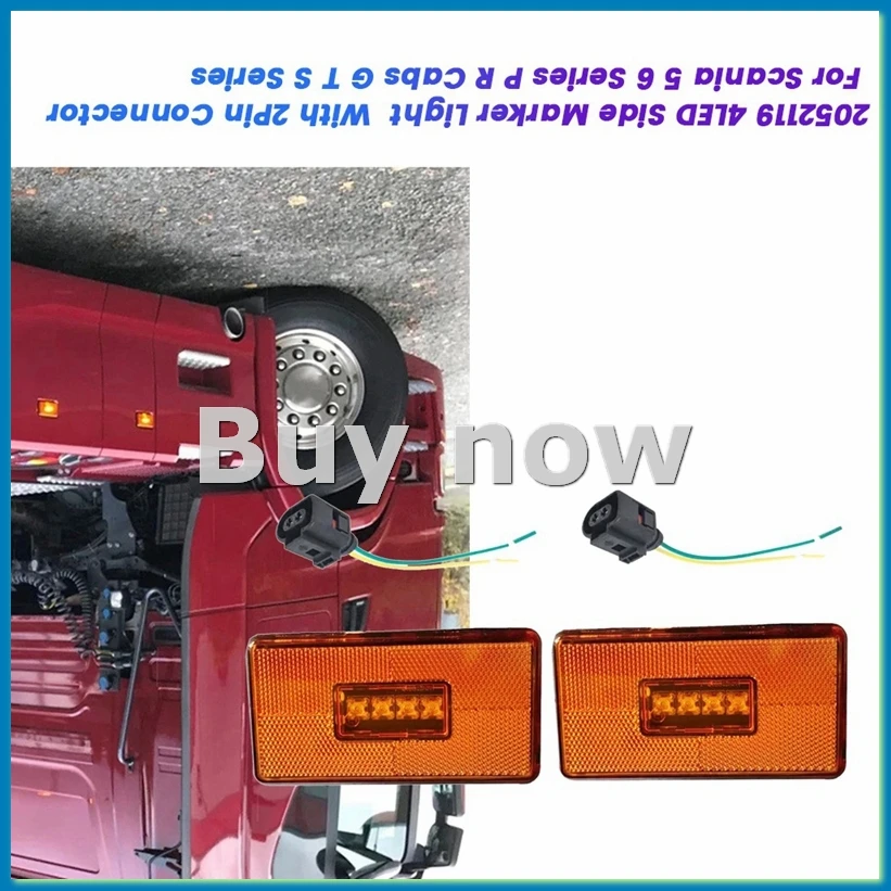 

2Pcs 4LED Side Marker Light 2052119 for 5 6 Series P R Cabs G T S Series Truck with 2Pin Connector Indicator Lamp-A51M