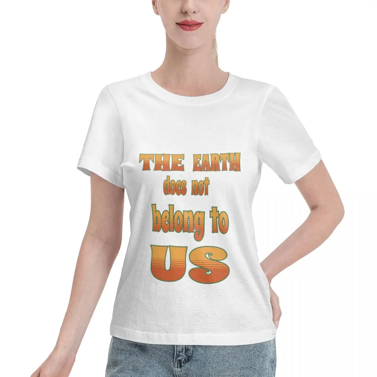 T-shirt pour femme, livraison rapide, la Terre ne nous appartient pas, hauts basiques de luxe pour femmes