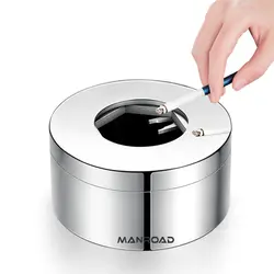 304 Stainless Steel Ash Tray Outdoor Car Ashtray with Lid Smell Proof Windproof Ashtray for Home Office Patio Decoratio(big)