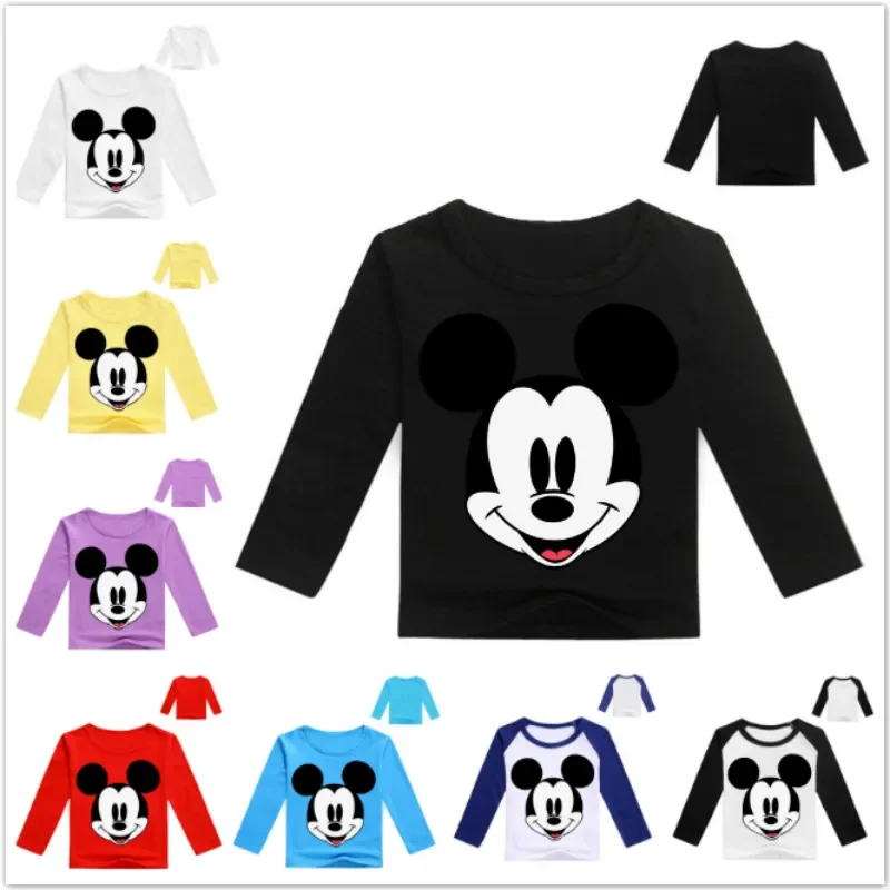 

New Children Cartoon Mickey Mouse T Shirt Baby Boys Clothes Girls Long Sleeve TShirt Kids Spring Tops Summer Tees Costume Kids