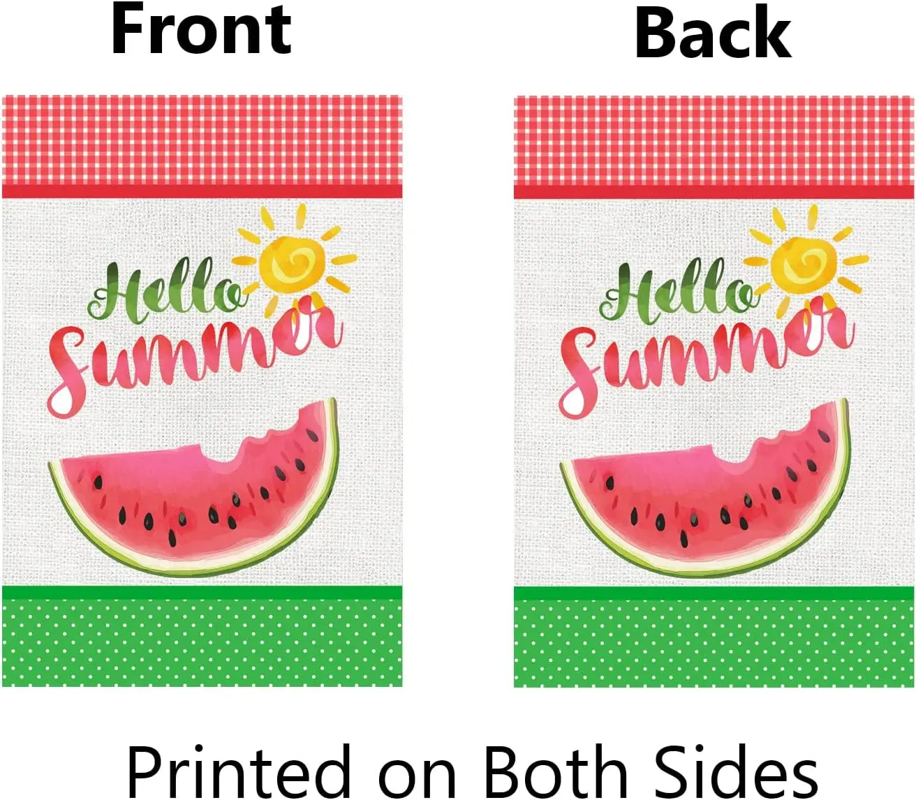 Hello Summer Garden Flag 12x18 Inch Double Sided Watermelon Garden Flag Buffalo Plaid Burlap Summer Flags For Outside Beach Pool