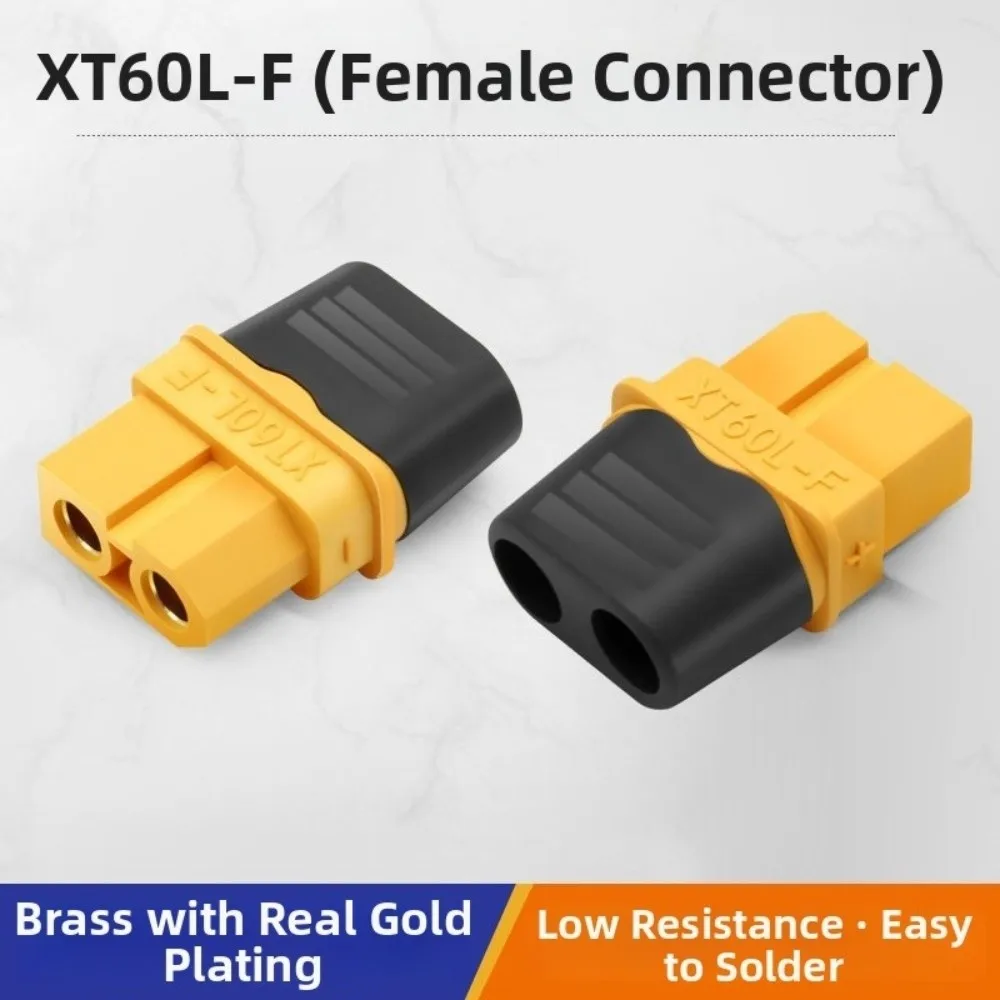 New Amass XT60L Connector Yellow Gold-plated XT60L-F M Plug DC500V 20A Lipo Battery Connector Male Female Plug RC Car Parts