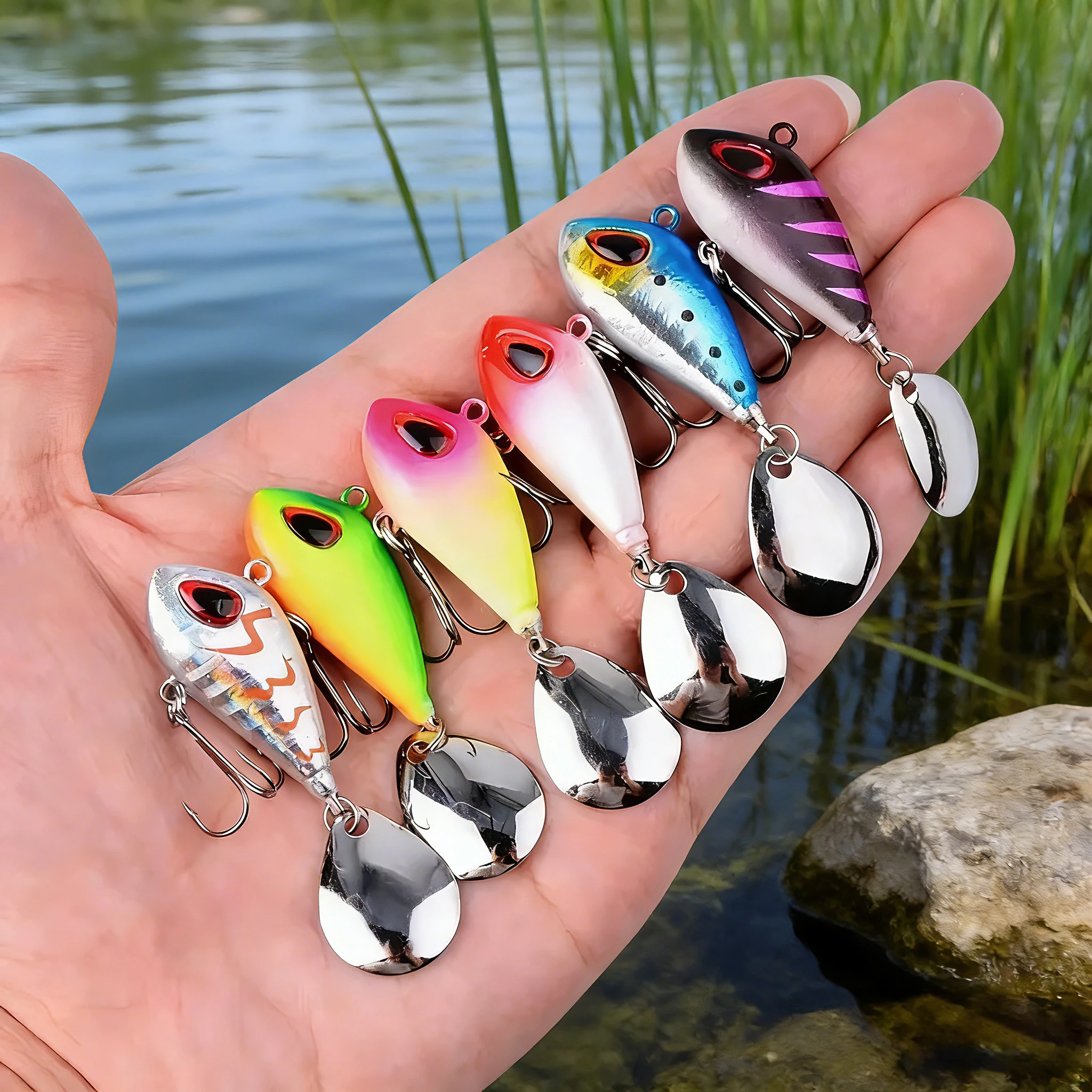 5/6pcs Mini VIB With Spoon Fishing Lures 6g 10g 17g 25g 2cm Lure Fishing Tackle Pin Crankbait Vibration Spinner Sinking Bait