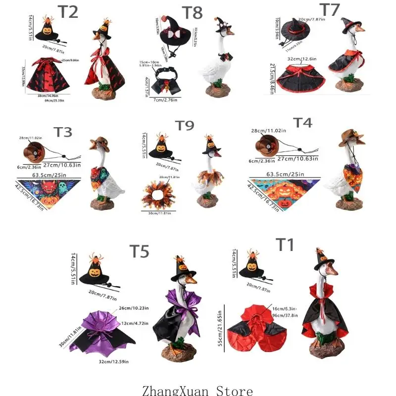 Halloween-Veranda-Statue-Kostüm-Set für Standard-23-Zoll-Vogelpräsentation, Polyester-Outfit für Eingangsbereich und – Detail 6