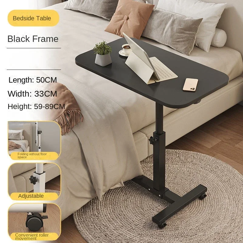 Rotatable Bedside Table Lift-up Mobile Adjustable Lifting and Folding Computer Table Sofa Side Table