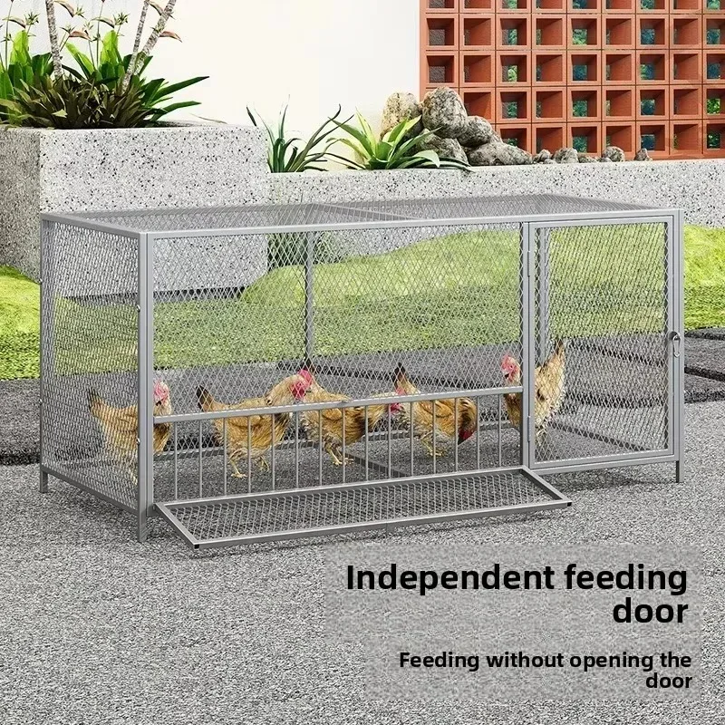 chicken coop Iron Chicken Cages Household Widened Encrypted Weasel Prevention Outdoor Rabbit Duck Goose Pigeon Breeding Cages B