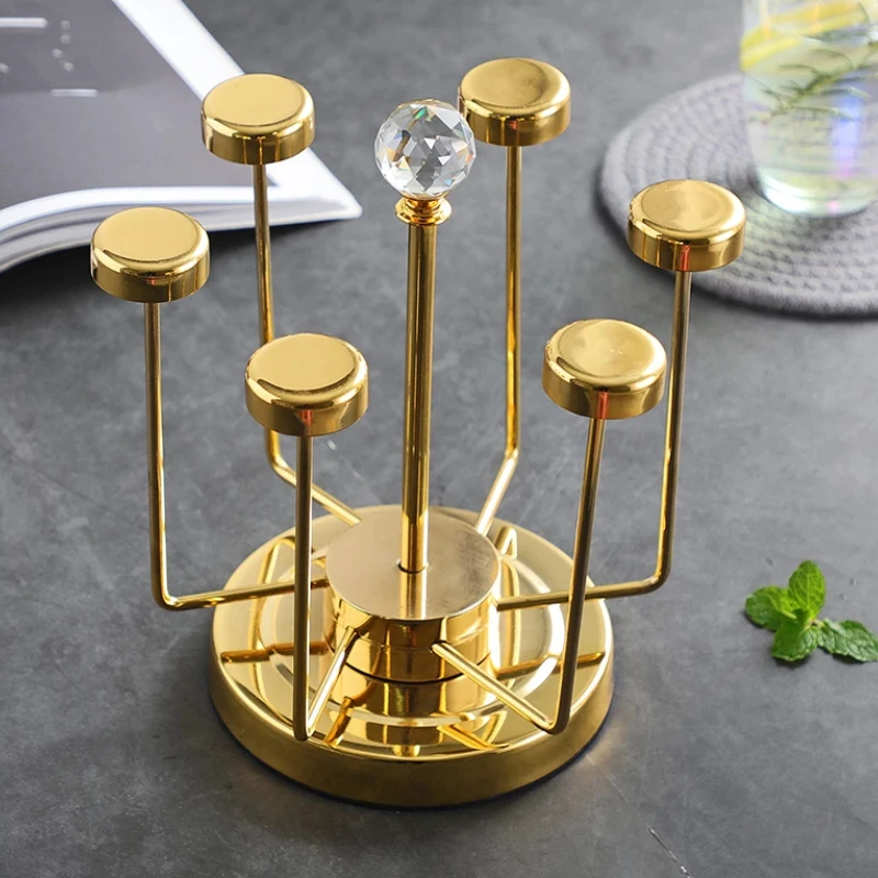 

Stainless Steel Rotatable Cup Holder - Mug Storage Rack, Drain Rack, Upside Down Decor & Tumbler Organizer for Home Use