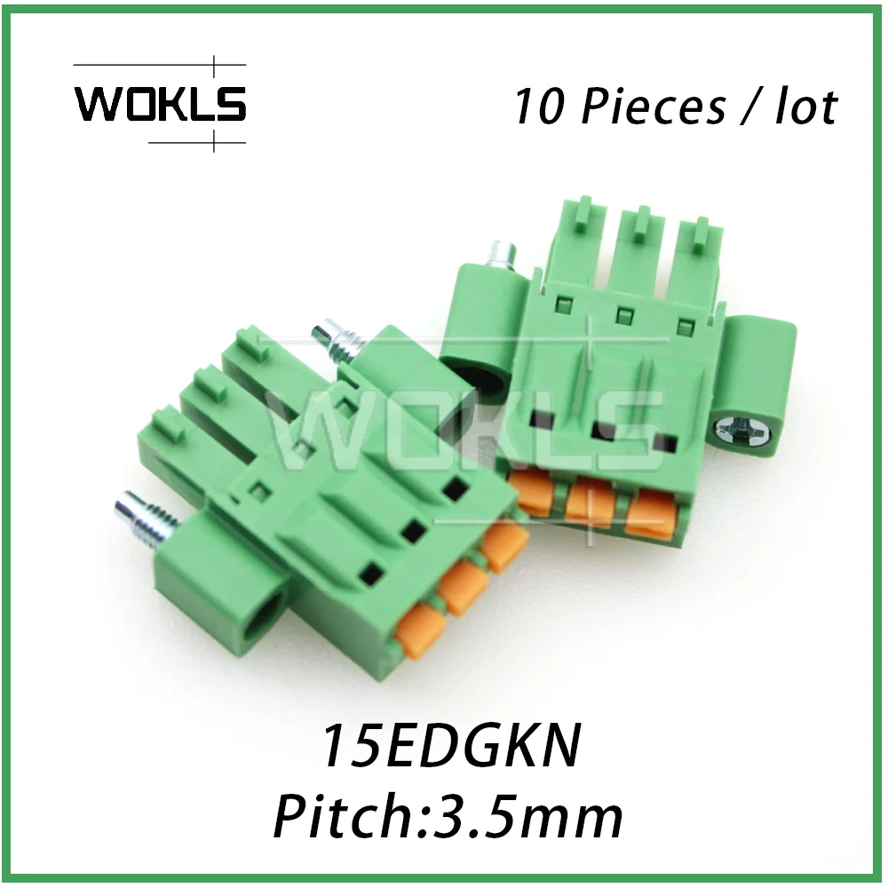 10PCS/lot 3.5mm Pitch connector screwless PCB terminal blocks models 15EDGKNM 3.5 KF2EDGKN FMC1.5/-STF-3.5
