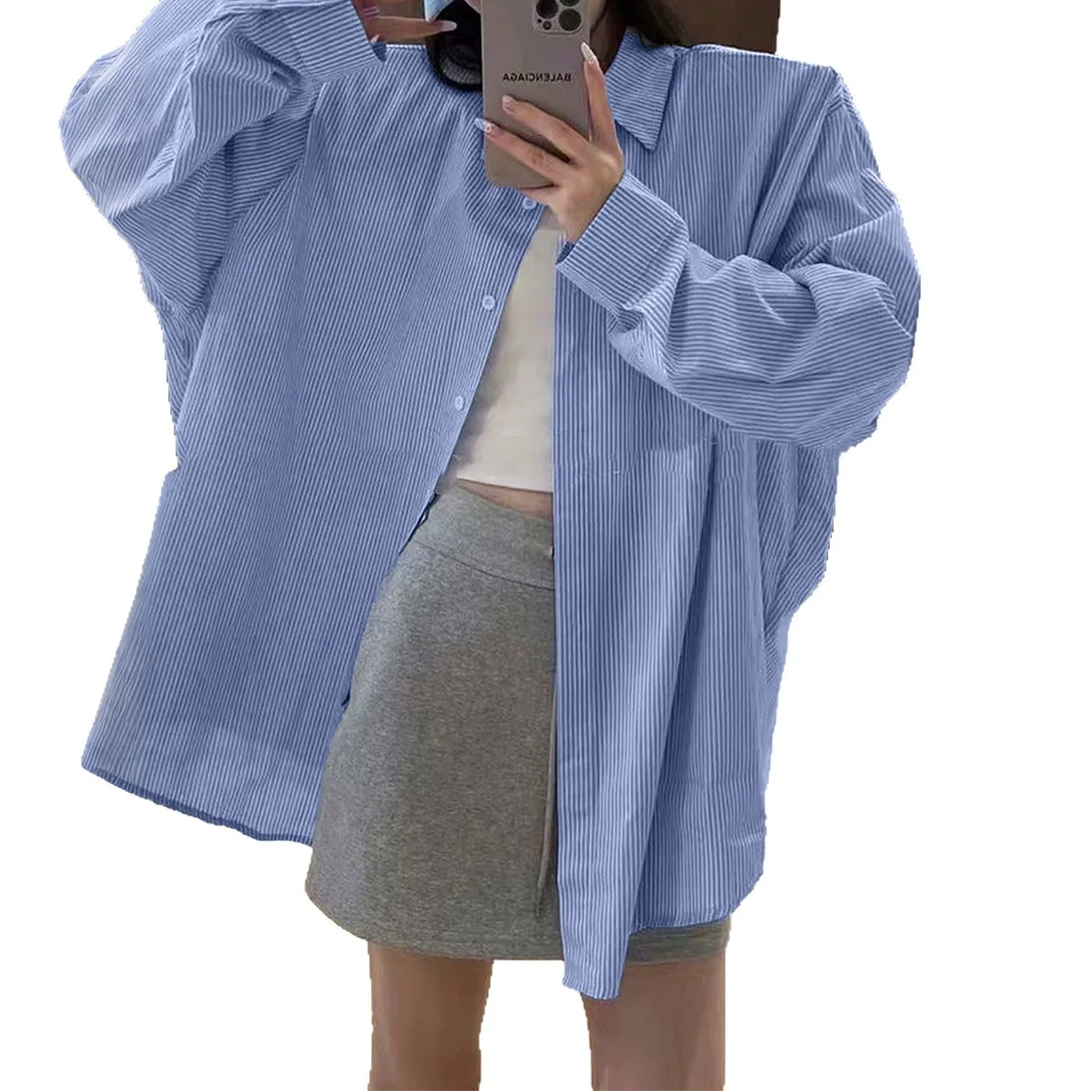 Długi sweter w paski damski, wysokiej jakości mieszanka bawełny i poliestru, jesień-zima, Independent Station, cross-border