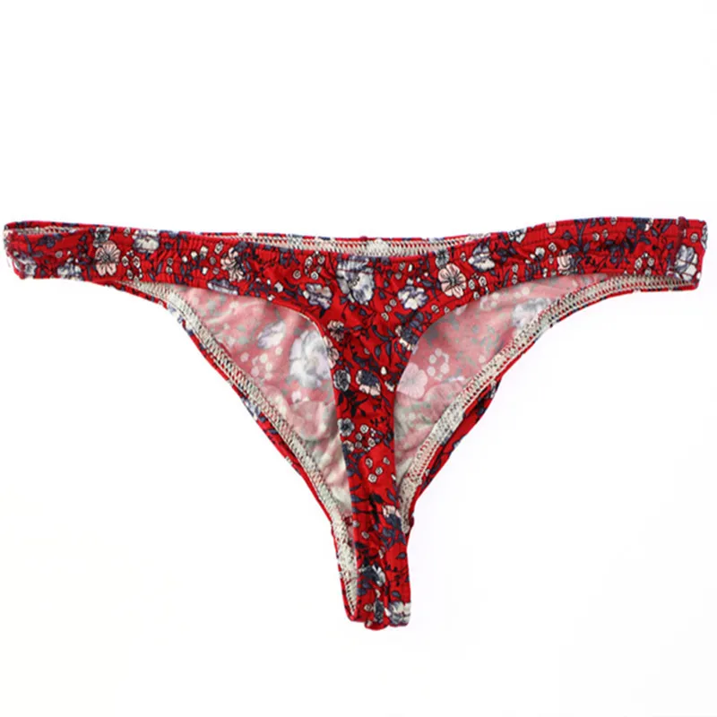 Tanga estampado para hombre, ropa interior convexa en U, de algodón, Sexy, para club nocturno, para Otoño e Invierno