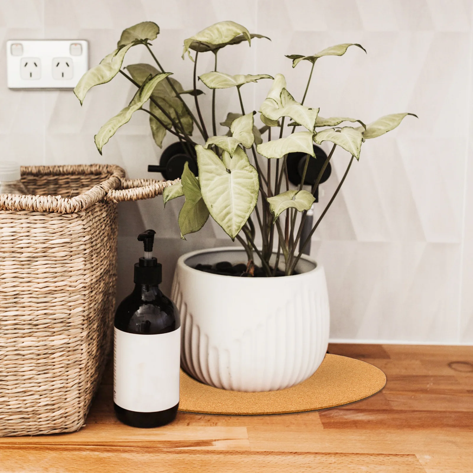 

2pcs Cork Plant Mat Round Soft Cork Flowerpot Pad Lightweight Waterproof Garden Planter Tray Non Scratch For Indoor Outdoor