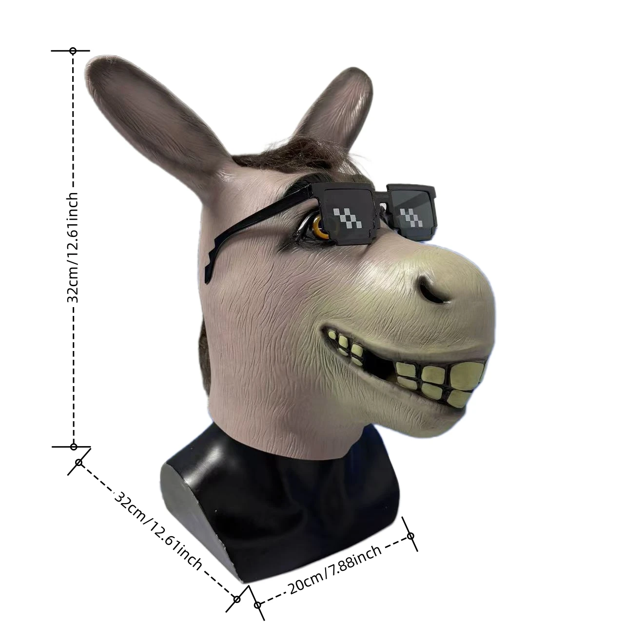 Funny Animal Head Cover Donkey Head Mask With Sunglasses Anime Cosplay Costume Props Realistic Halloween Party Carnival Decor