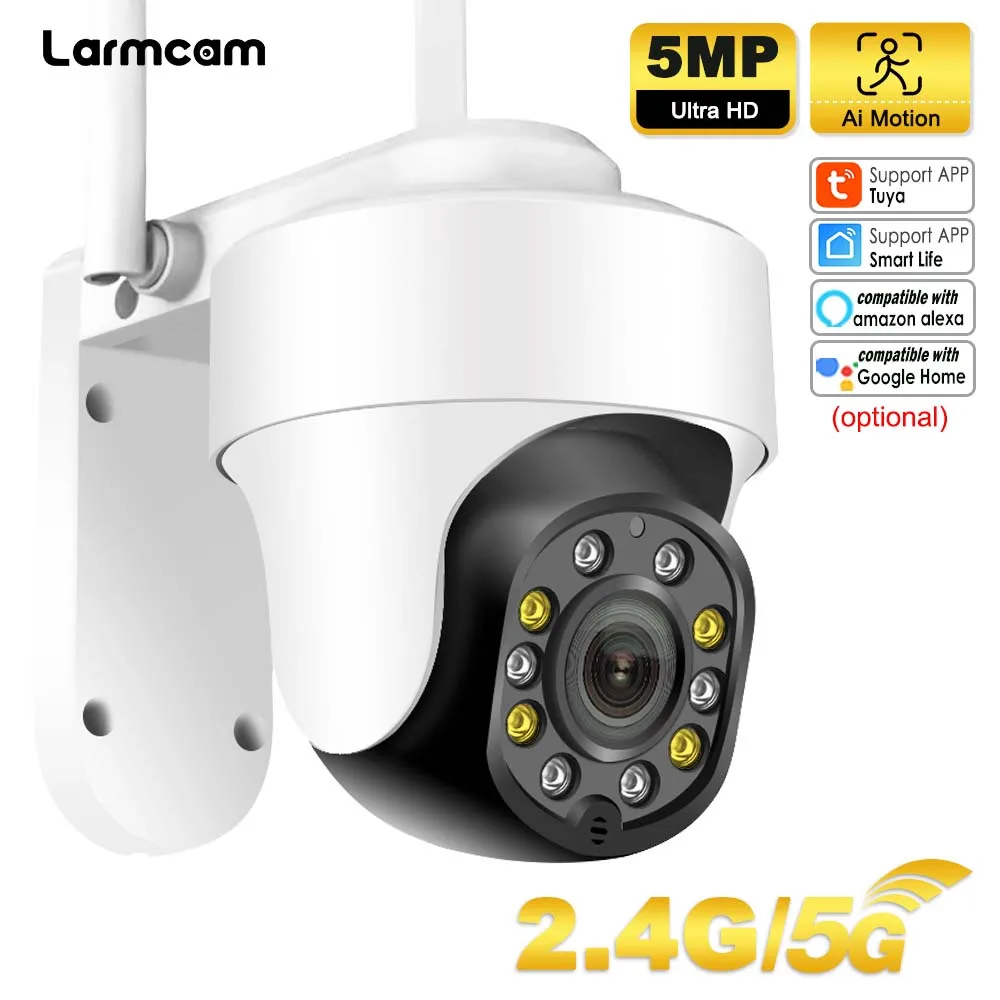 5MP Tuya Outdoor Camera  5G WiFi Security Cam Alexa Google Home 4X Digital Zoom Dome CCTV Video Surveillance SmartLife Onvif NVR