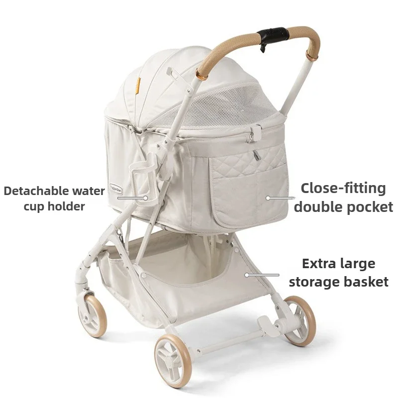 

Pet Stroller for Dogs & Cats, Lightweight One-Click Folding Pram, Breathable Travel Trolley for Small Pets