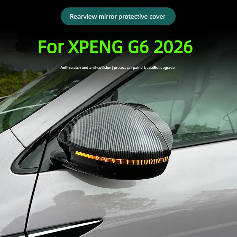 For XPENG G6 2025 Car Reverse Mirror Protective Cover ABS Carbon Fiber Pattern Rain Eyebrow Protective Cover Car Accessories