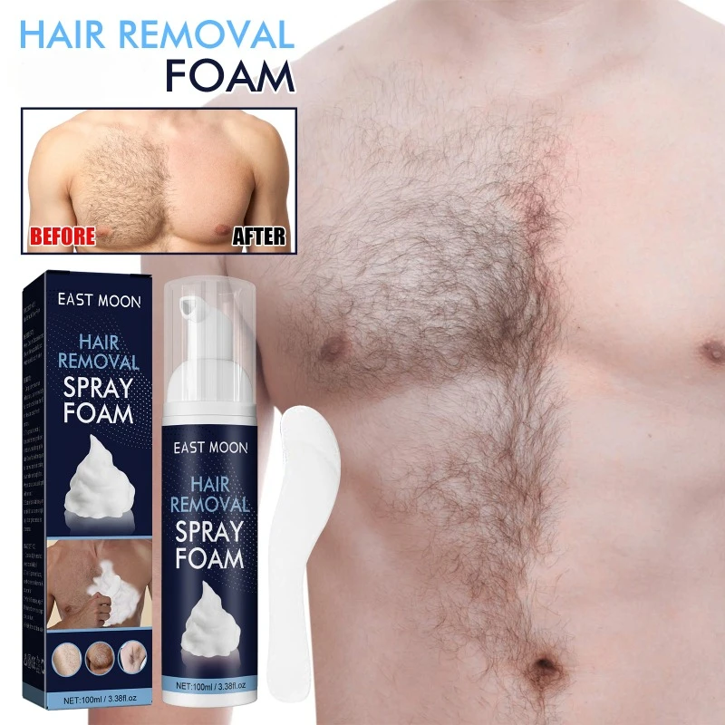 Men's Hair Removal Foam Spray Gentle Cleansing Quick Painless Hair Depilatory for Legs, Armpits and Chest Hair Growth Inhibitor