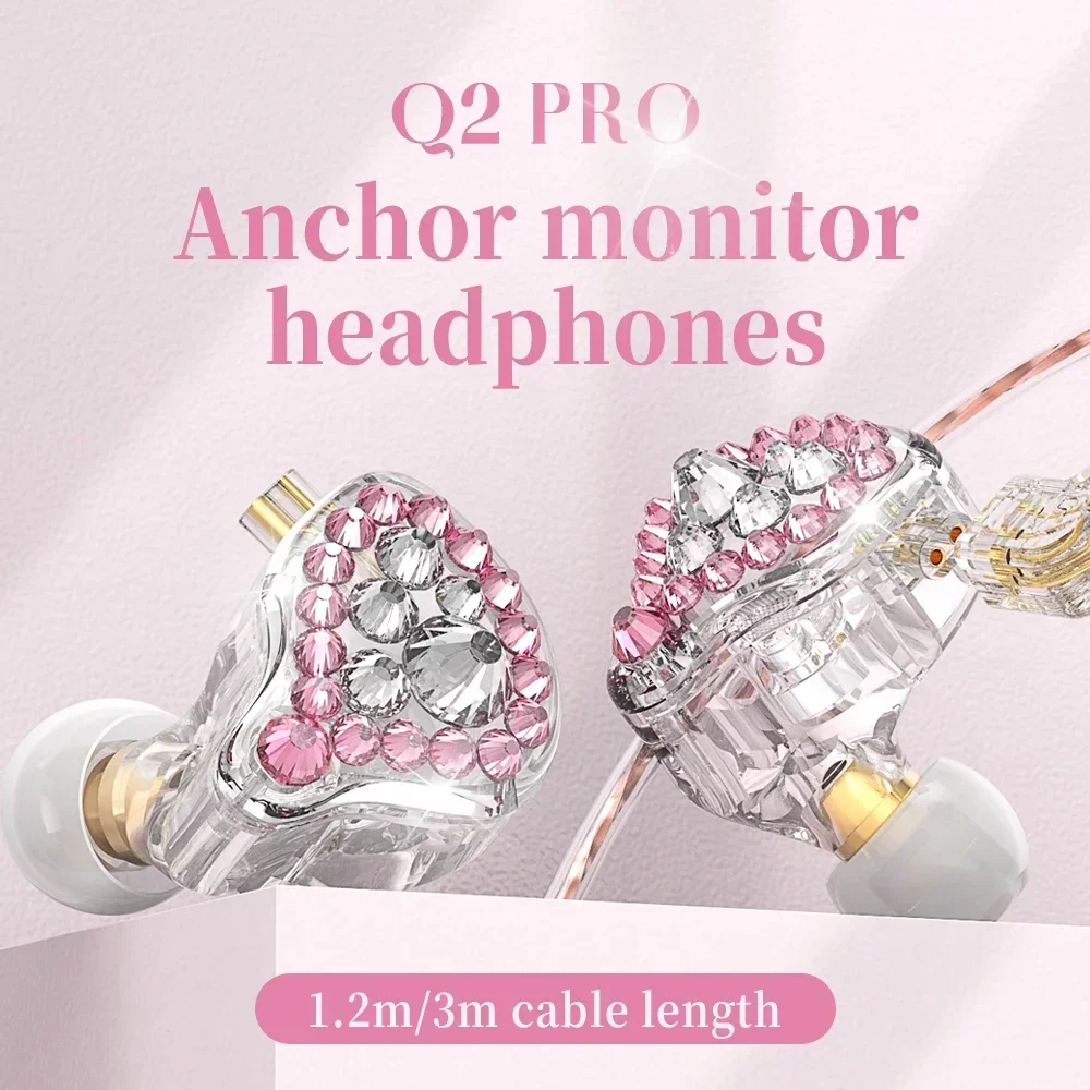 In-Ear Earphone Noise Cancelling Headphones with Microphone 3.5mm Wired Earbuds Diamond Headset for Gifts Gifts Brithday Q2Pro