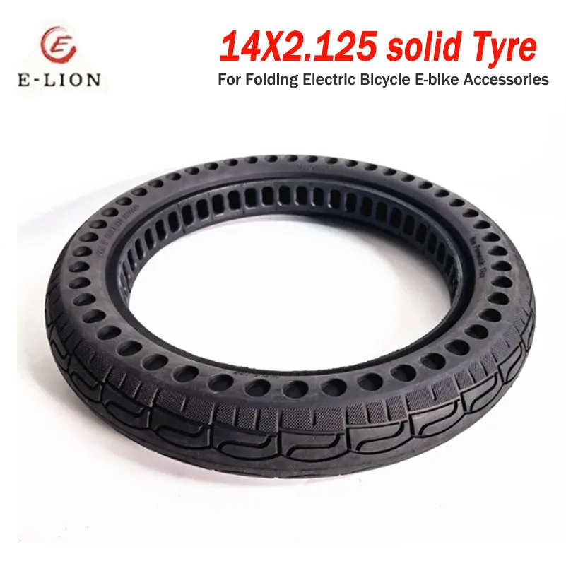 14 inch Solid Rubber Tire 14x2.125 Honeycomb Airless Tyre Parts for Foldable Electric Motorcycle e-bike Scooter