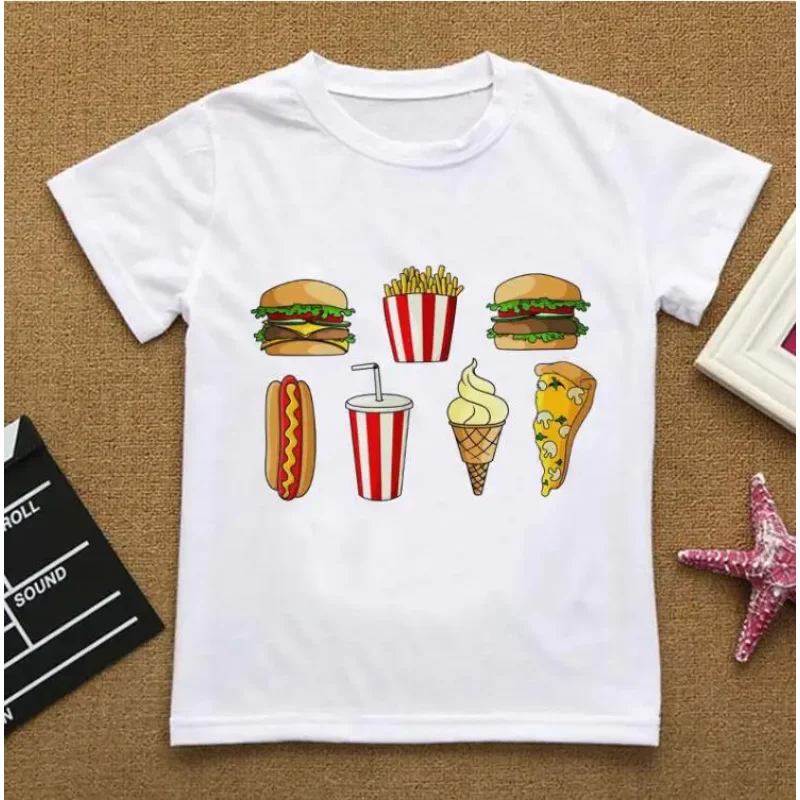 Top Summer  Clothing Cute Lce Cream Tee Shirt Fille Fun Fashion Boy T Shirts for Children Design Round Neck Girl Tshirt