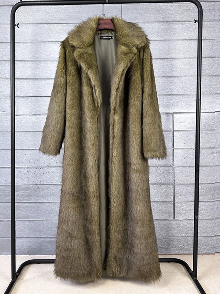 ZADORIN 130 cm Lange Luxus Revers Faux Pelzmantel Frau Y2K Kleidung Dicke Warme Flauschige Jacke Frauen Winter Faux Pelz mäntel Outer