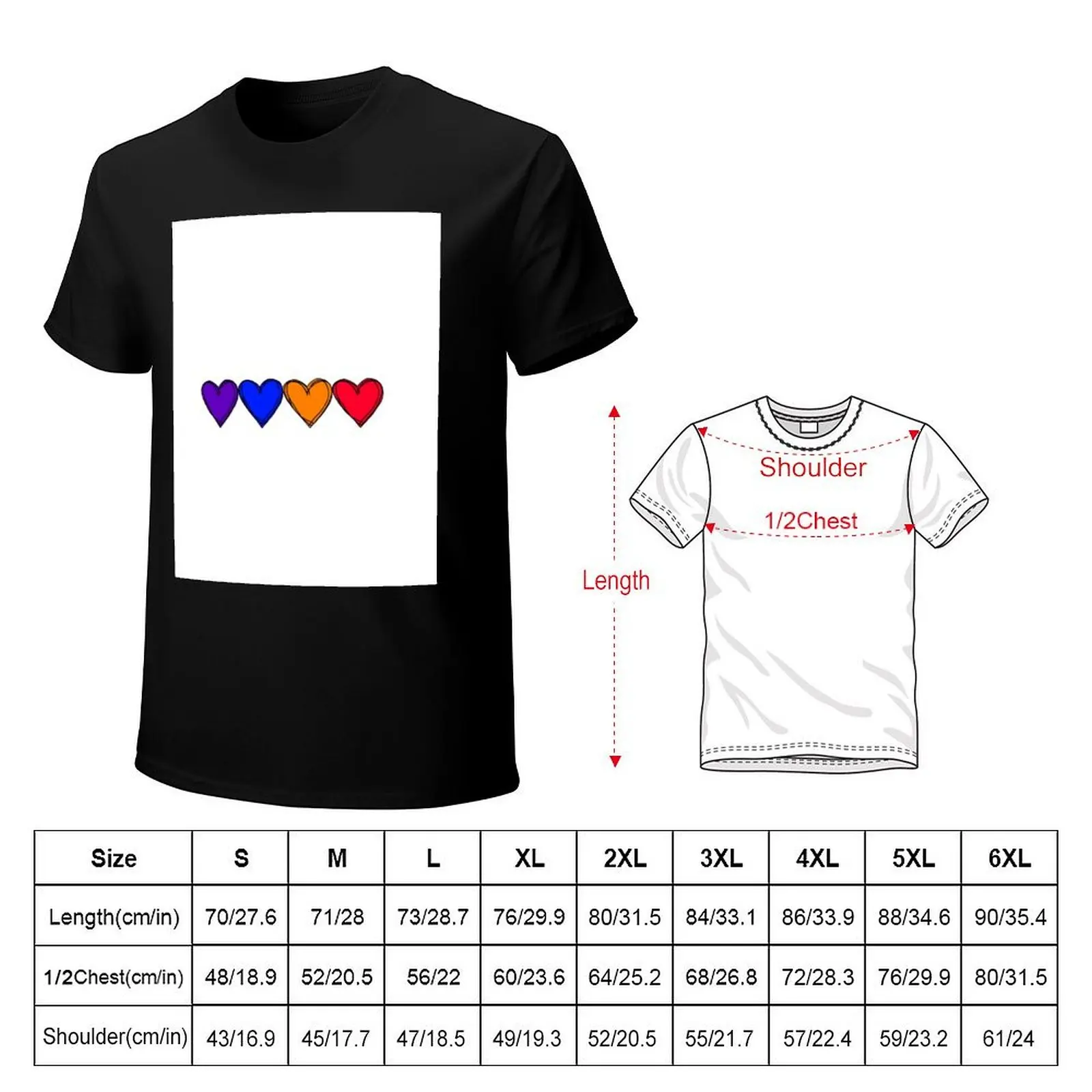 Purple Blue Orange Red T-Shirt Large Size Basic Casual T-Shirt