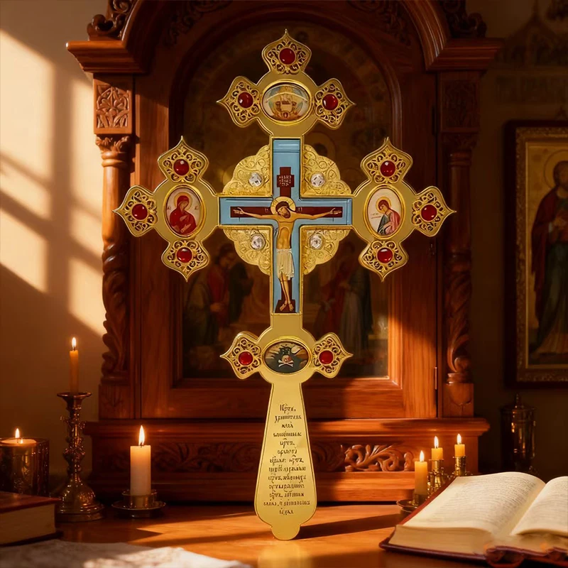 

NewArrival Eastern Orthodox Cross Wall Hanging Exquisite Carved Decor For Home Prayer Space Devout Believers Faith Souvenir Gift