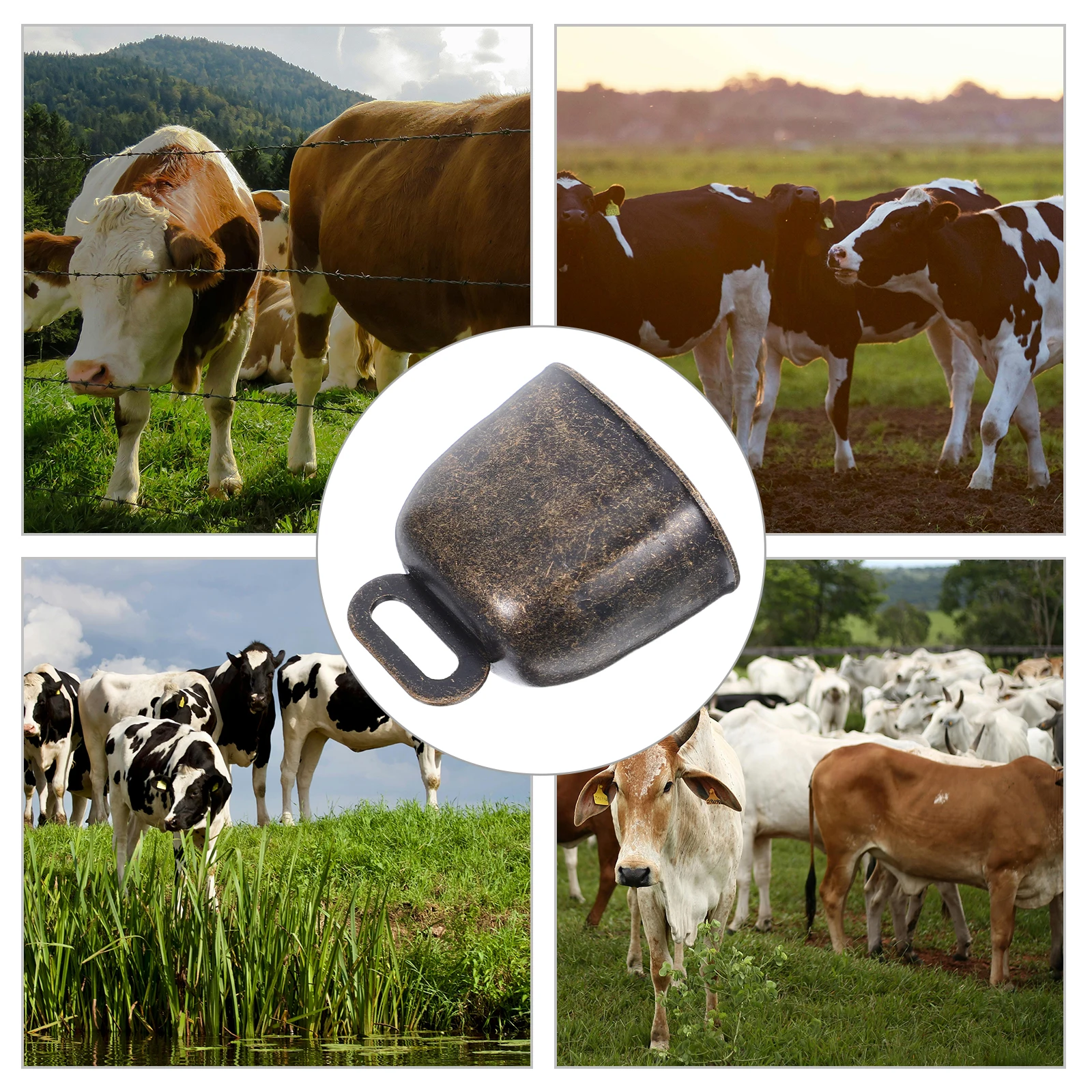 4 قطعة المعادن البقر جرس الحديد وميض الموسيقى ديكورات أجراس ريفي الرعي لوازم طوق مكافحة خسر معلقة