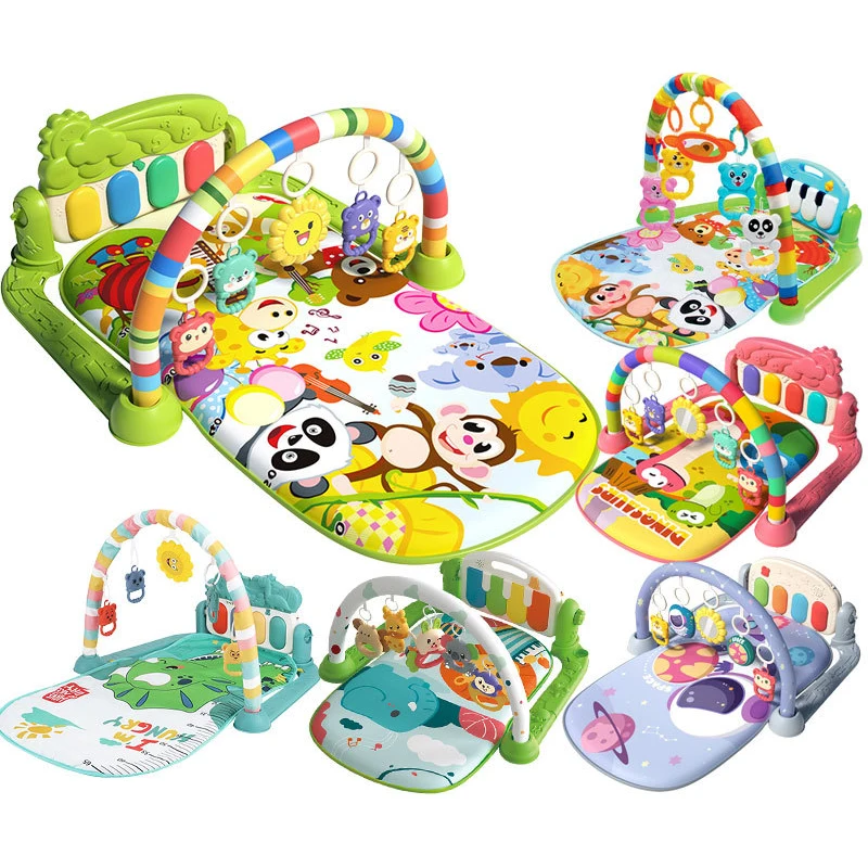 Baby Fitness Stand Music Play Gym Activity Toys Newborn Piano Crawling Blanket Pedal Game Pad Early Education 0-36 Months Gifts