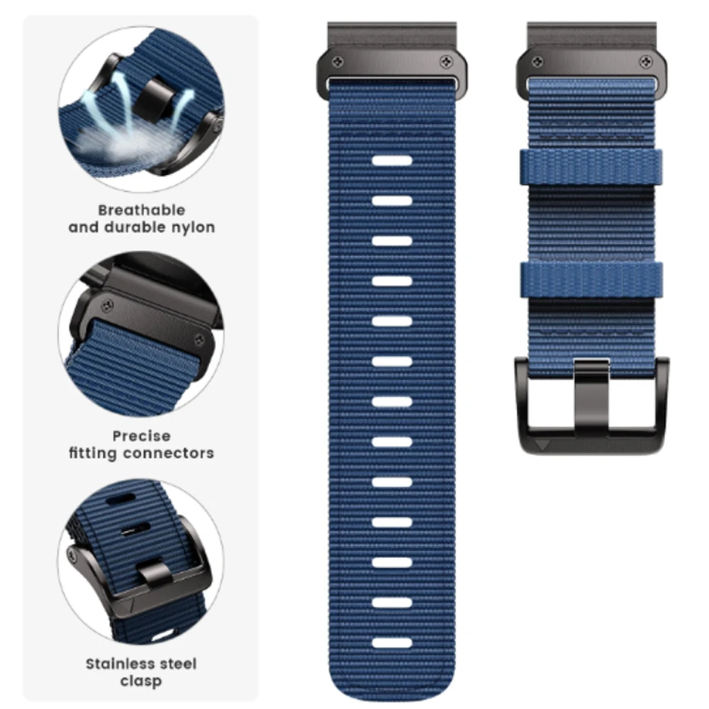 22/26mm Quick Release Nylon Strap For Garmin Fenix 7X 7 Solar/6X 6 Pro 5X Plus 3 3HR/Epix Soft wear-resistant Braided Watchbands