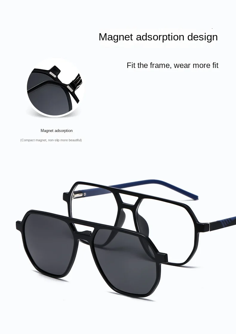 VCKA Sport-Myopie-Sonnenbrille mit großem Rahmen, 2025, 6-in-1, polarisiert, verschreibungspflichtig, magnetischer Clip, für Herren und Damen, Brillen – 0,5 bis -6,0 – Detail 8