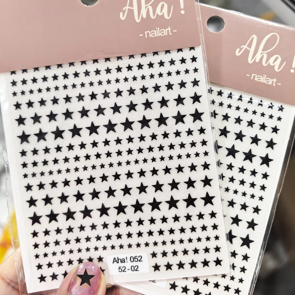 1Pcs Nail Art Sticker Y2K Black Star Pentagram/Cross Stars Nail Design Self-Adhesive for Women Girls Nail Decal Press on Nails