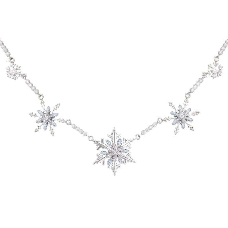 

Оригинальное ожерелье-цепочка с подвеской в виде снежинки, подарок на день рождения для девочек