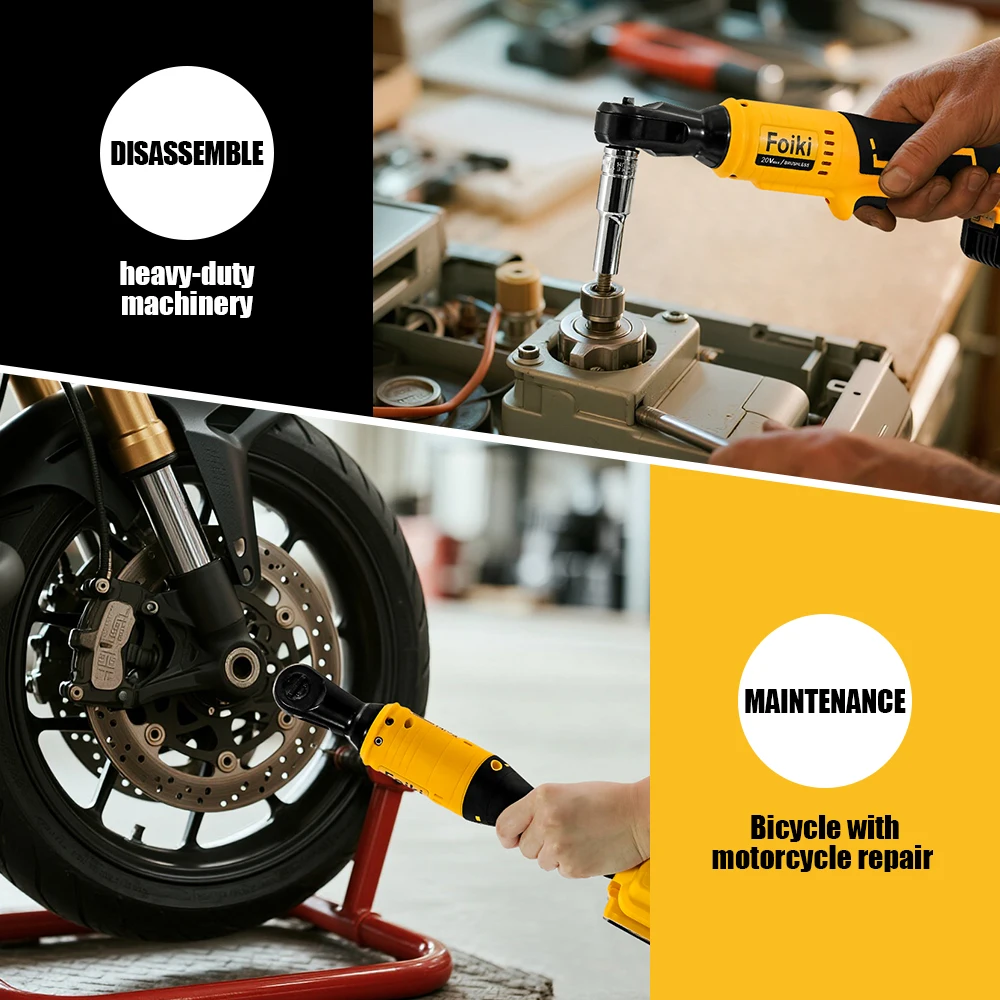 Foiki DCF522 350N·m Brushless Impact Wrench - LED Light, One-Hand Op, Dewalt Battery Compatible. For Auto/Construction/Industry