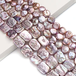 2/4/6Pcs Purple Natural Freshwater Pearl Beads Flat Round Square Loose Beads for Jewelry Making DIY Necklace Bracelet Earring