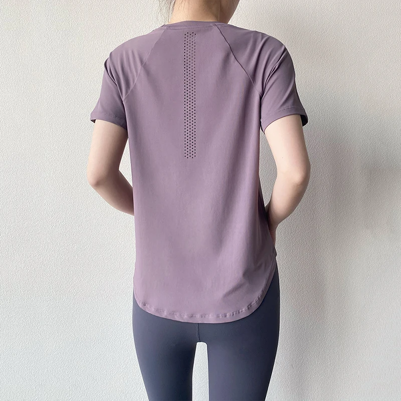 Sports Short Sleeve Tees Gym Tops Women Yoga Running Shirt Fitness Workout Shirts Blouses With Thumb Holes Training Sportswear