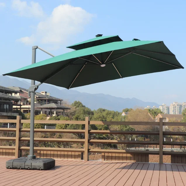 Factory Price Large Rectangular Patio Umbrella Outdoor Garden Cantilever Roman Parasol High Quality Base Included