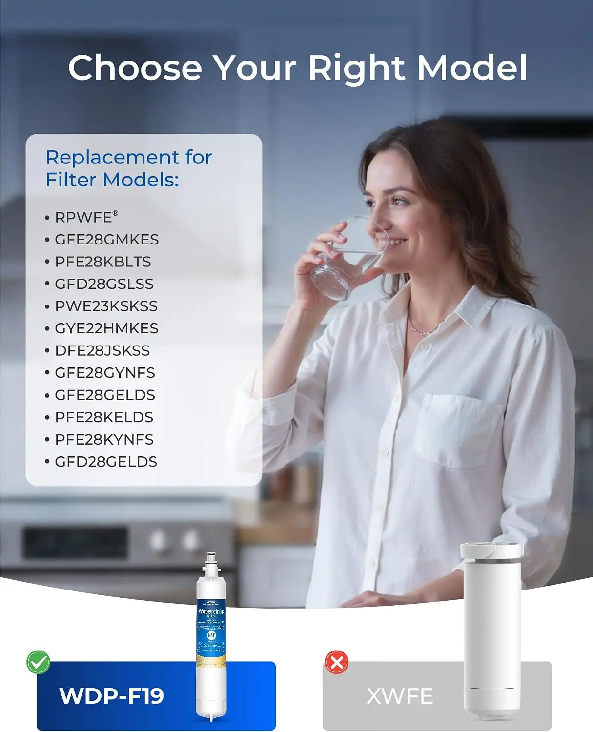 Water Filter Cartridge Replacement, 3 Pack, Compatible with Select Refrigerator Water Filtration Systems