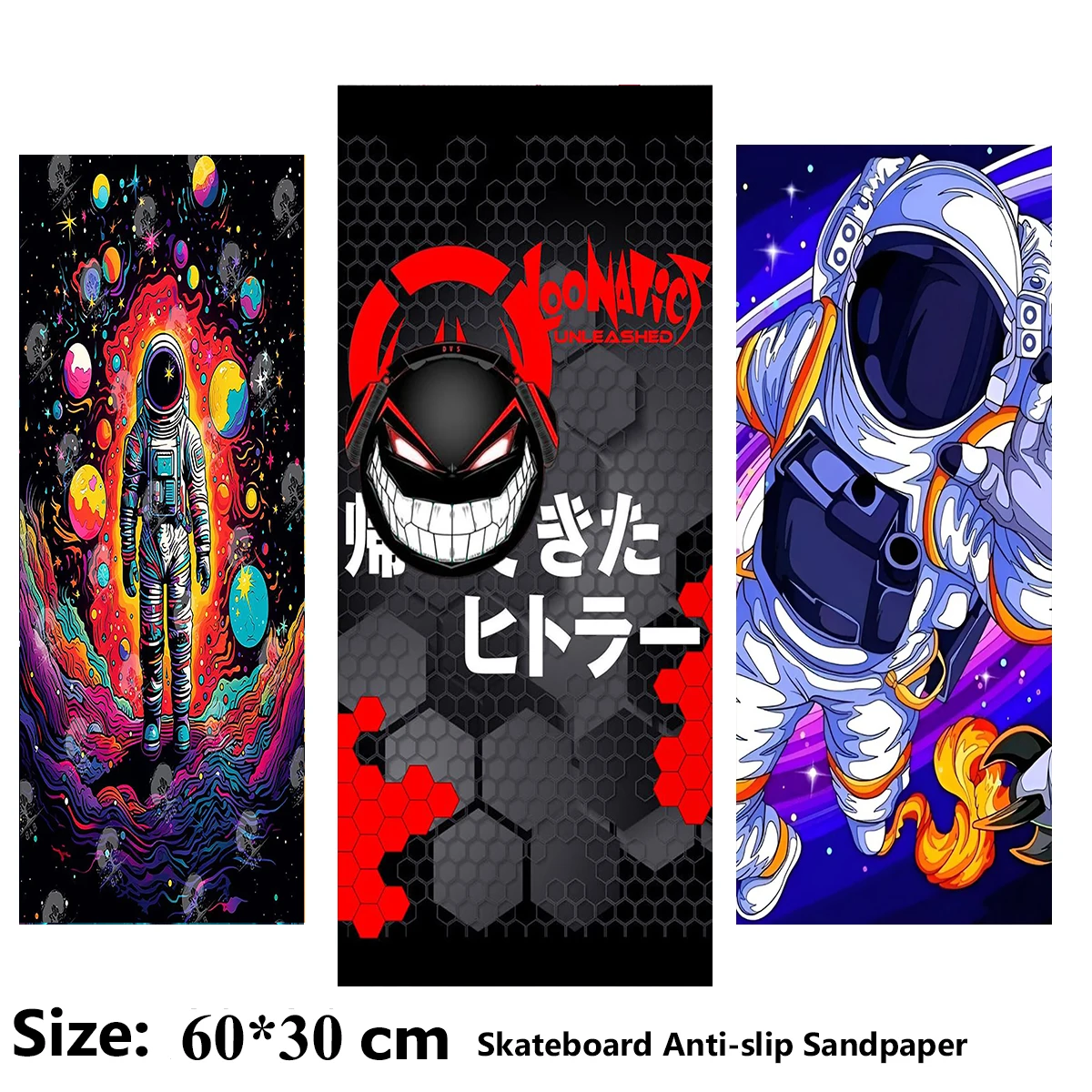 

Colorful Starry Sky Astronaut Pattern Electric Scooter Anti-slip Sticker Sandpaper Skateboard Grip Tape Sheet 60*30cm