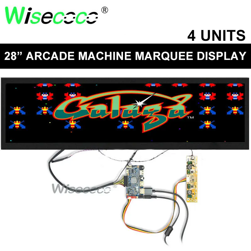 

Wide Display 28 Inch Stretched Bar Display IPS Arcade Machine Marquee Display 1920x360 High Resolution With Driver Board 4 Units