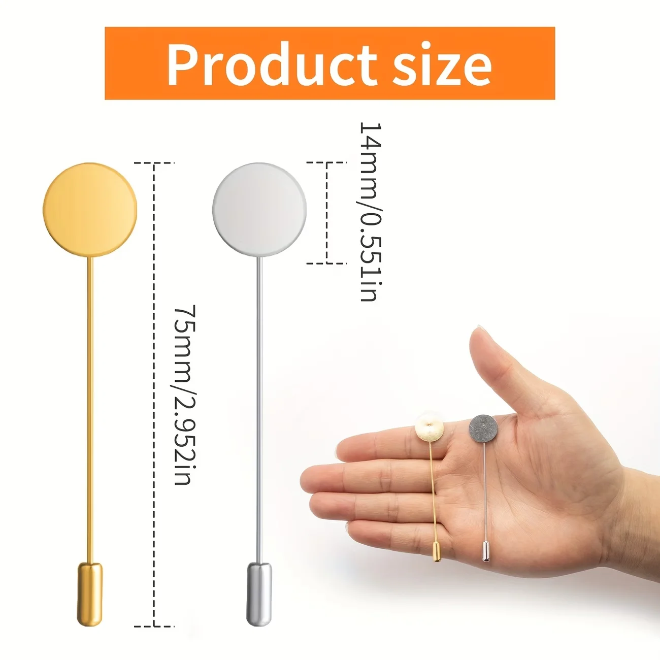 10 Pcs Blank Tie Tack Pins with Clutch Backs,  Brooch Pin Components for Crafts