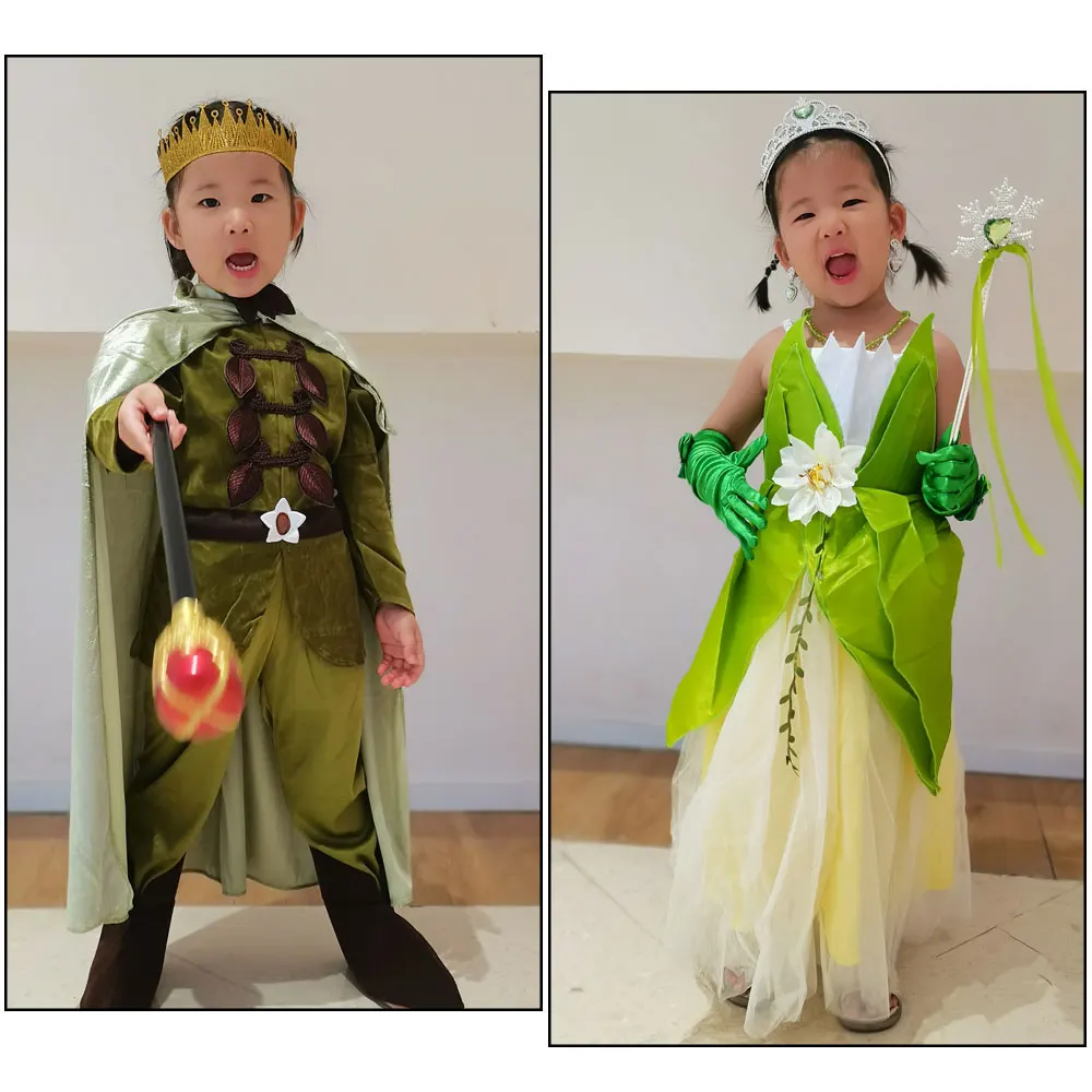 

Carnival Cosplay Baby Boys Frog Prince Naveen Outfit King Costumes Halloween Party Kids Frog Prince Costume Christmas Cloak Cape