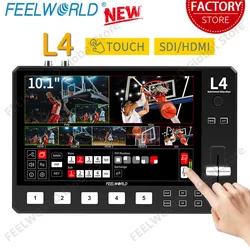 FEELWORLD L4 Multi Camera Video Mixer Switcher With 10.1 Inch Touch Screen 4xHDMI 1xSDI Inputs Chroma Key USB3.0 Live Streaming